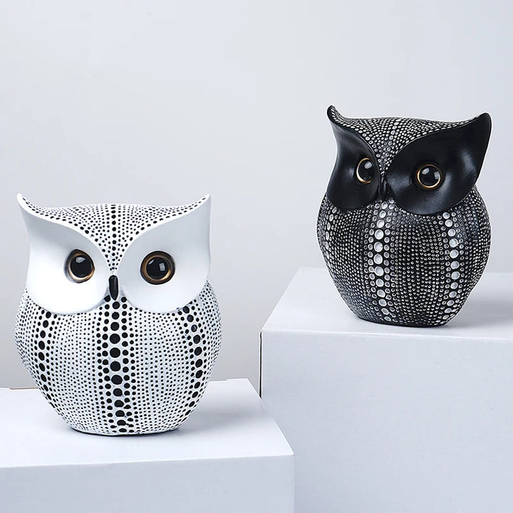 Nordic Style Owls Ornament, Resin Craft Bird