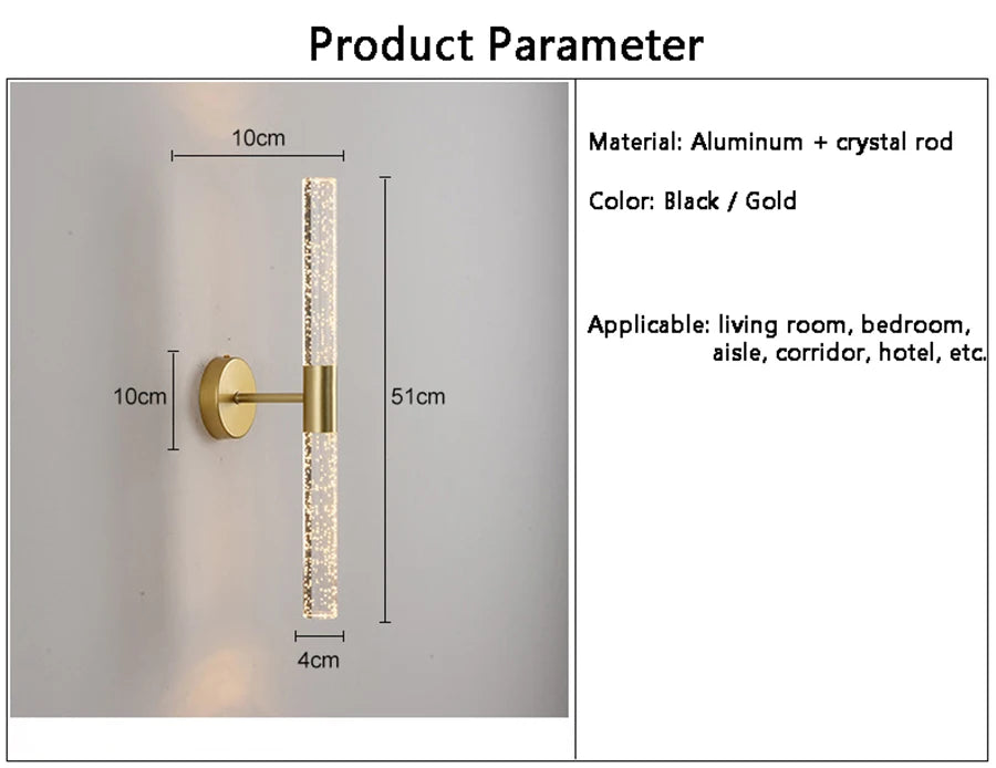 Nordic Bubbles Crystal Rod LED Wall Lamp