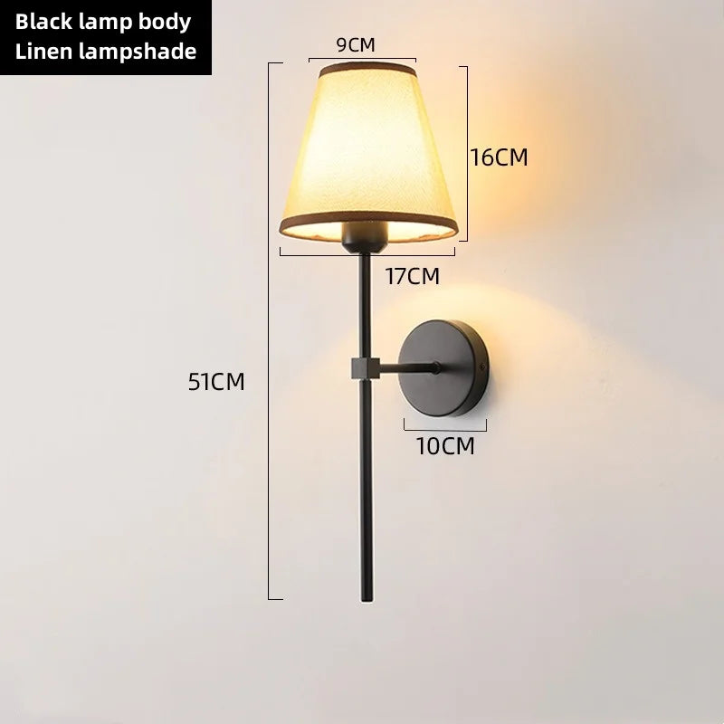 E27 American fabric wall lamp simple hotel room