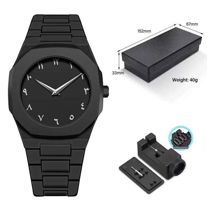 Black Wrist Fiber and Stainless Steel Watch