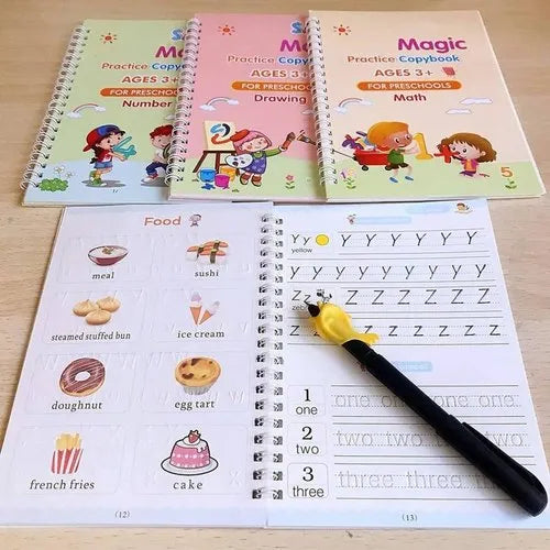 Sank Magic Book + Magic Pen Practice Copybook For Montessori Kids (Set Of 4)
